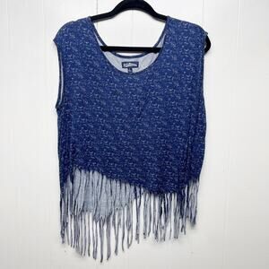 Freshman Y2K Fringe Top Large Asymmetrical Boho Western Rodeo Festival Cowgirl